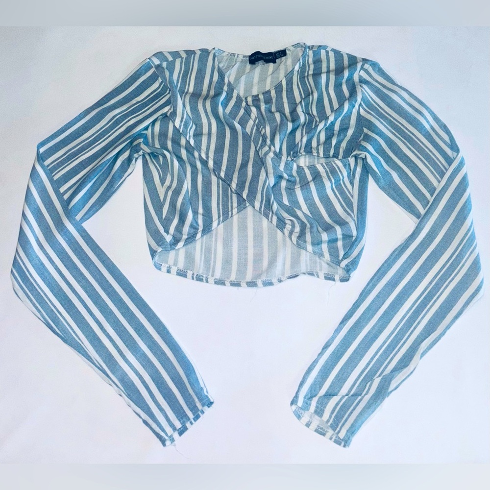 PrettyLittleThing Blue and White Striped Blouse